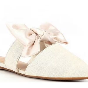 copper key Briar Sparkle Linen Bow Mule Flats